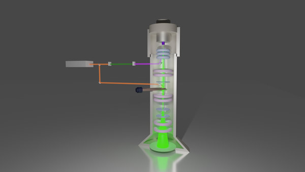 image of  cutaway of the ultrafast transmission electron microscope (UTEM)