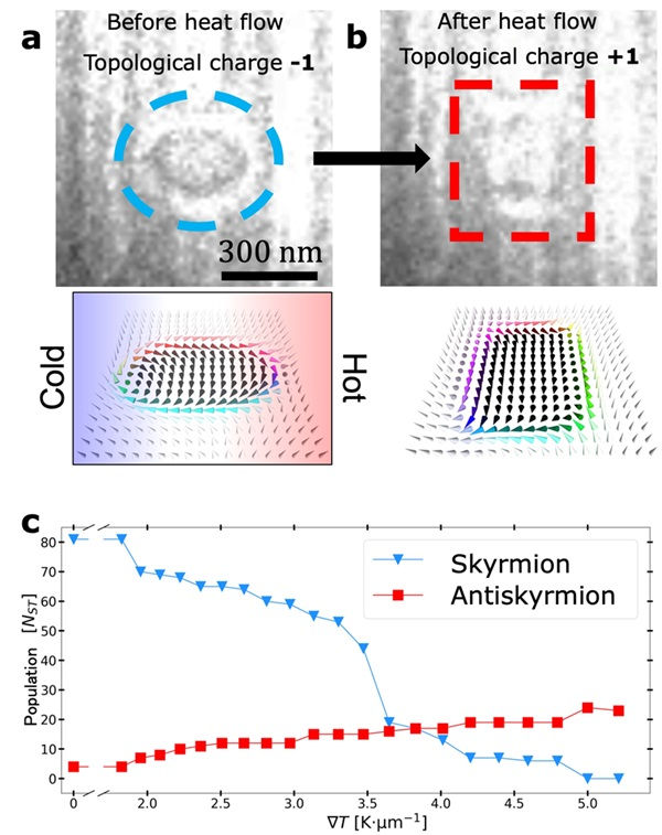 diagram showing transformation from skyrmions to antiskyrmions