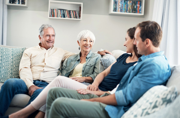 image of a family talking